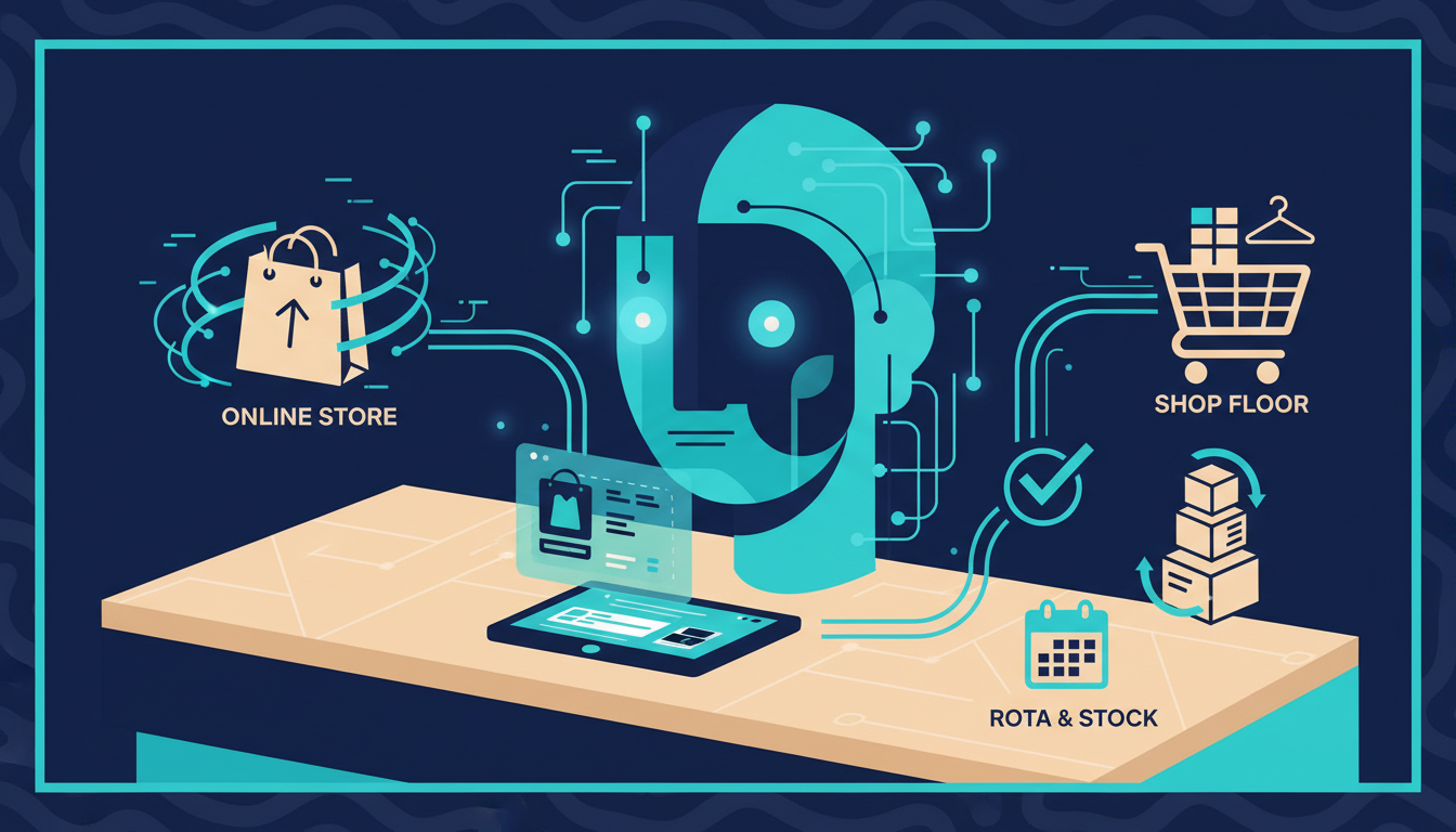 Illustrated cover for the course “AI at Work in Retail: Shop Floor to Online Store”
