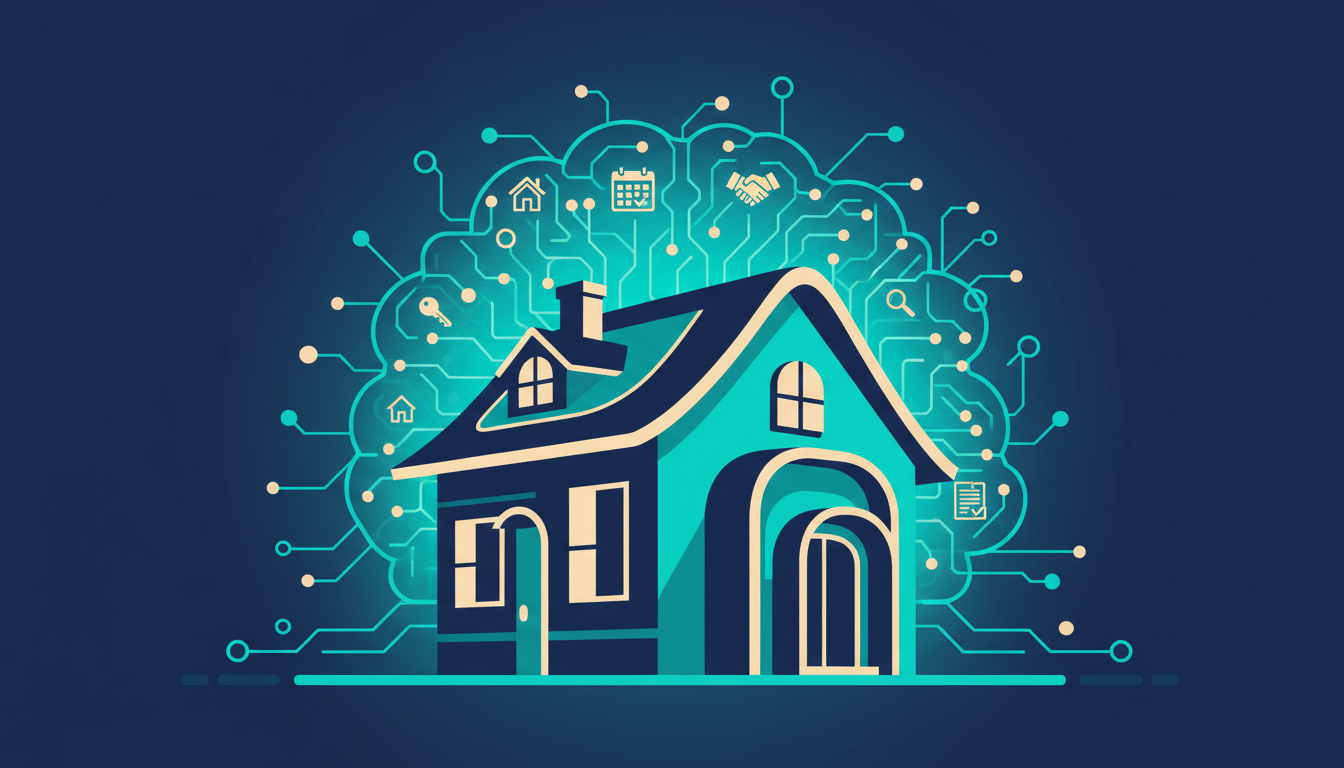 Illustrated cover for the course “AI for Estate Agents and Lettings Teams”
