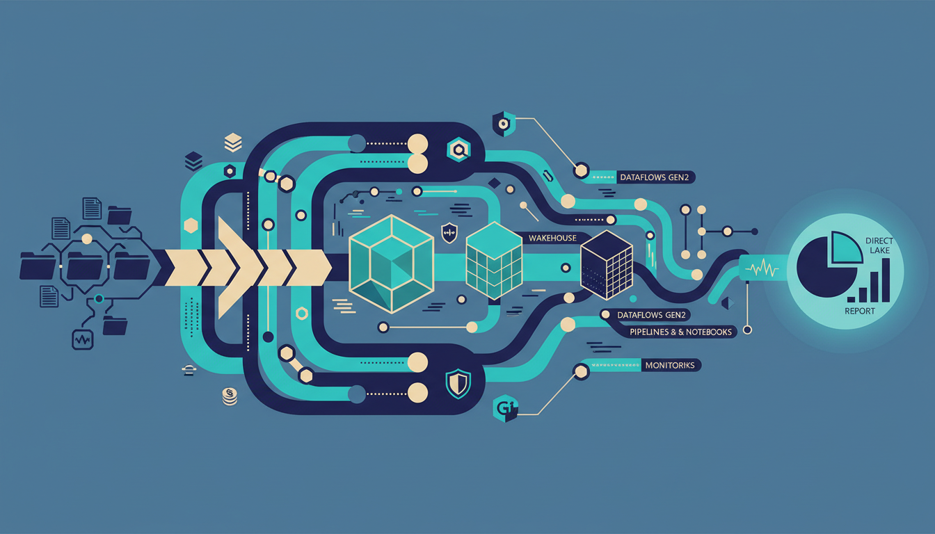 Illustrated cover for the course “Microsoft Fabric for Power BI Analysts”