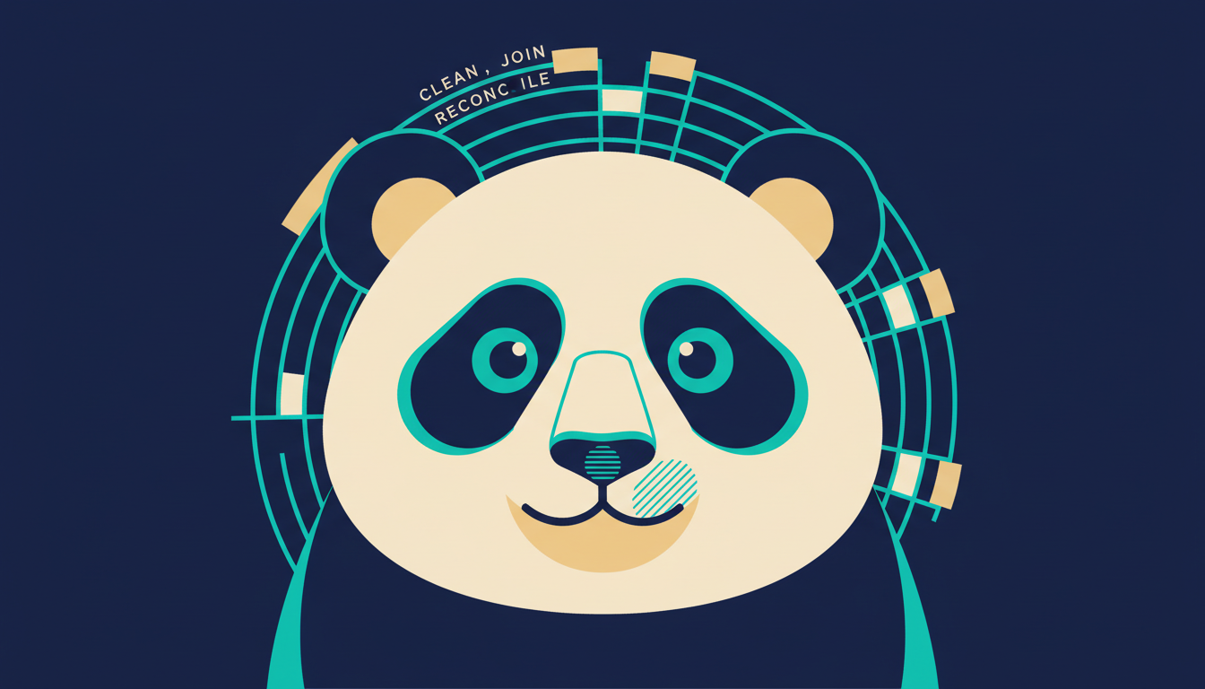 Illustrated cover for the course “pandas for Spreadsheet Analysts: Clean, Join, Reconcile”