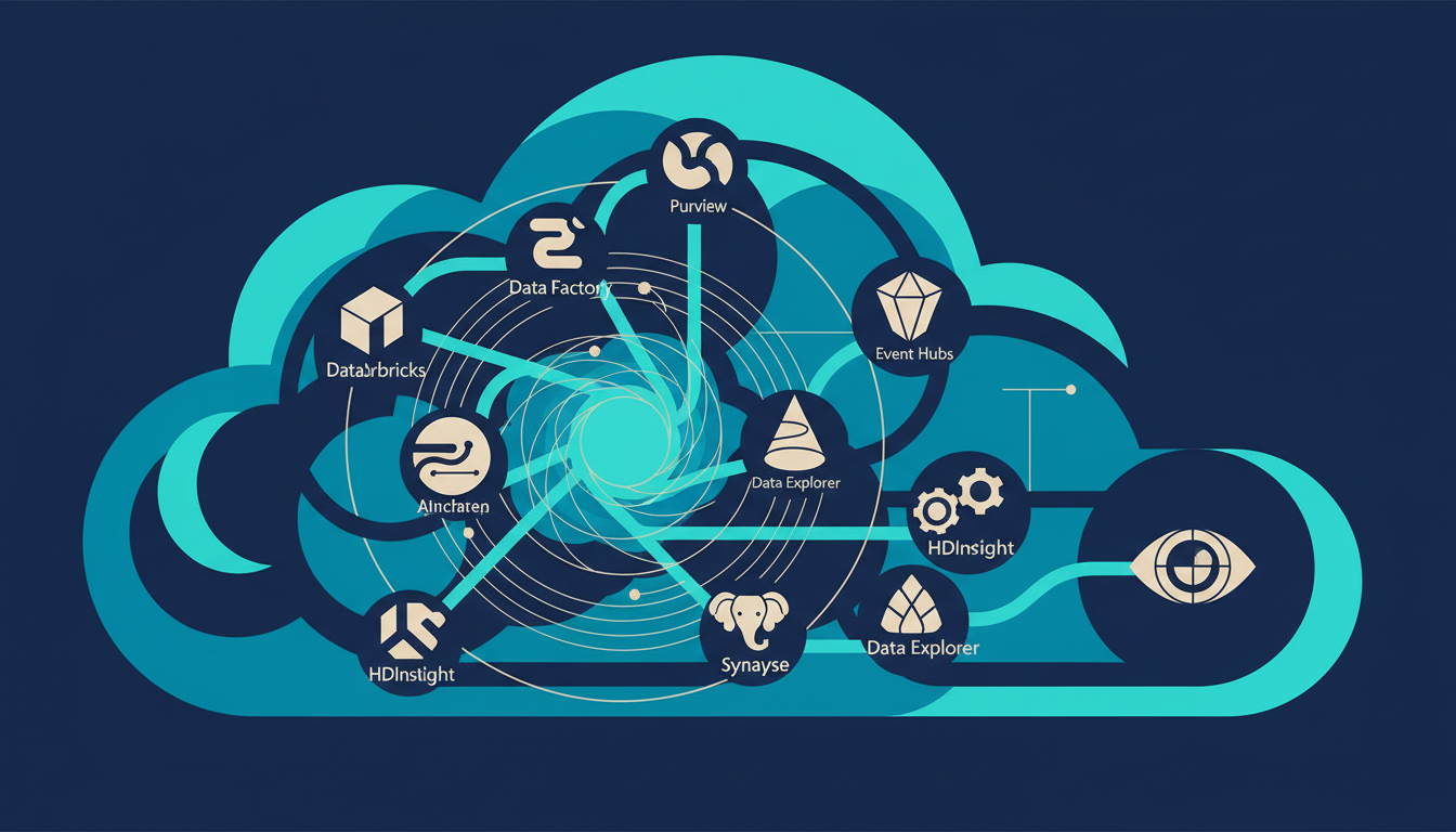 Illustrated cover for the course “Cloud Pro: Azure Analytics: Choose, Compare and Launch”