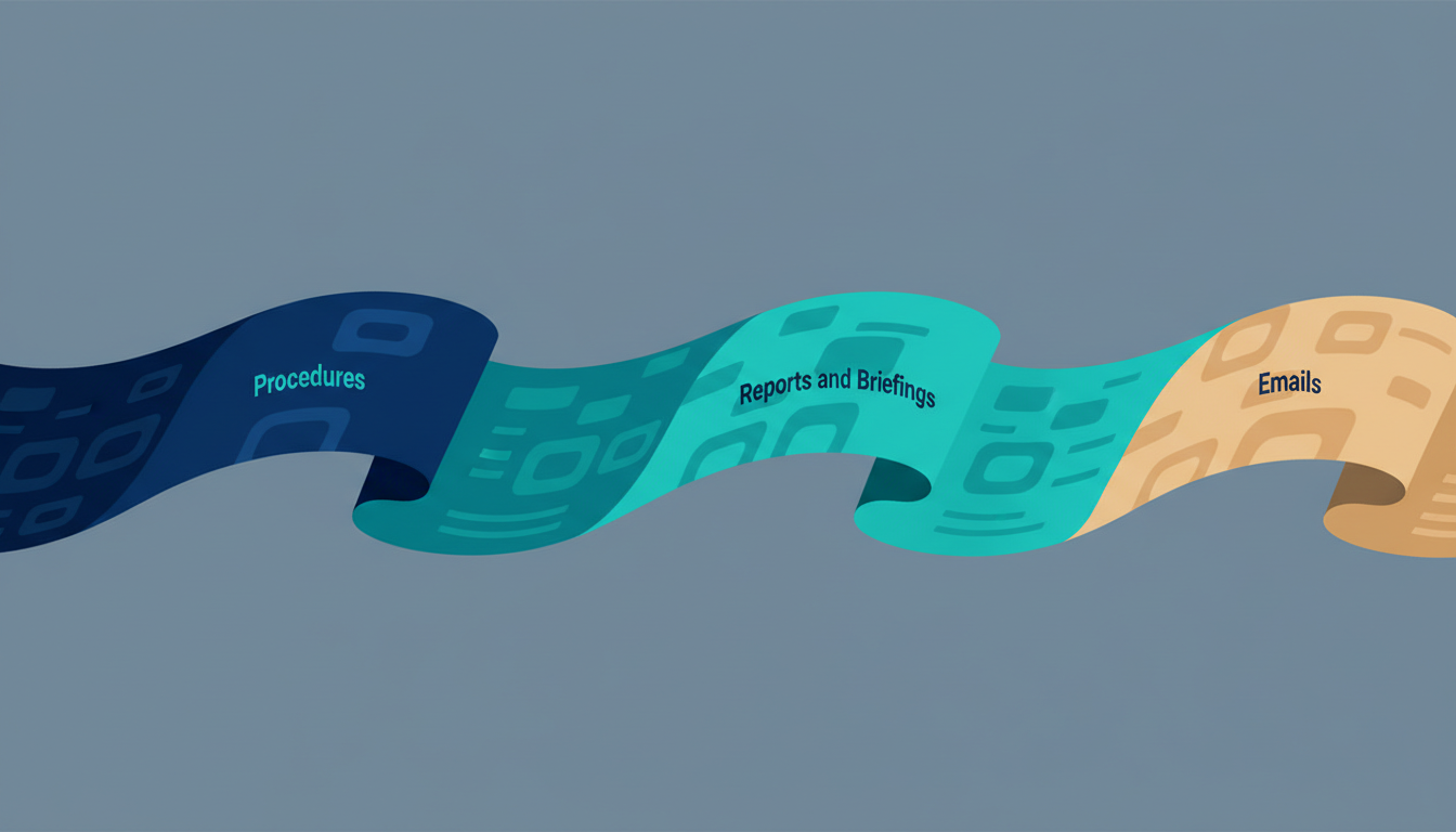 Illustrated cover for the course “Workplace Writing: Procedures, Reports and Emails”