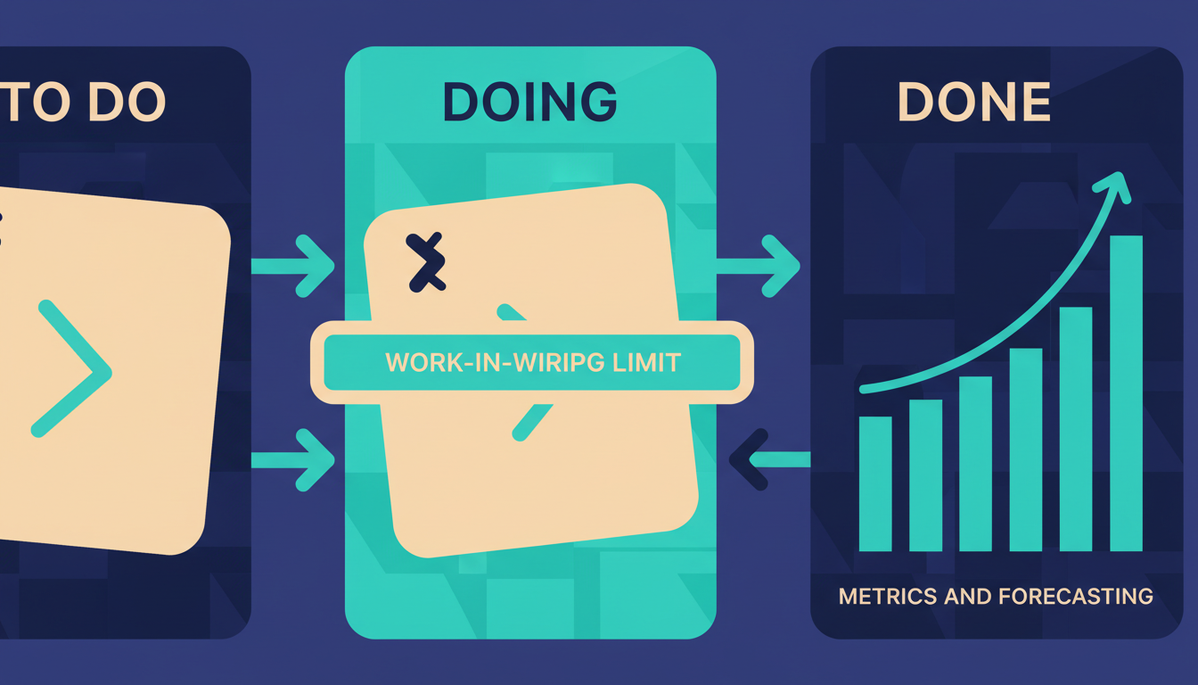 Illustrated cover for the course “Kanban and Agile Delivery: Flow, Metrics and Forecasting”