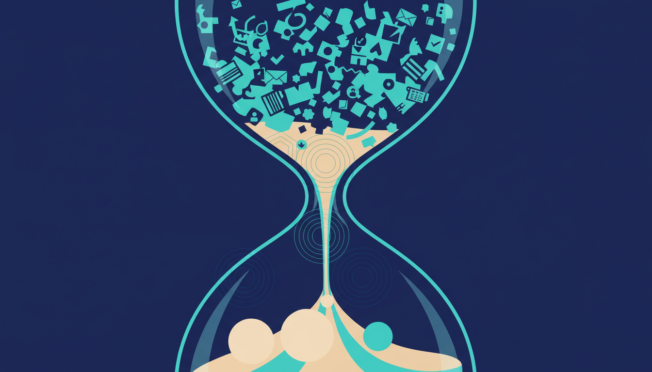 Illustrated cover for the course “Busy to Productive: Master Your Time and Priorities”