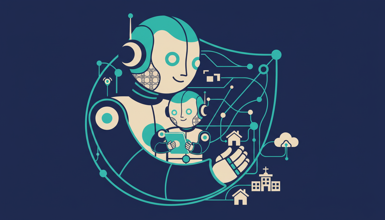 Illustrated cover for the course “Raising Kids Well in an AI World”